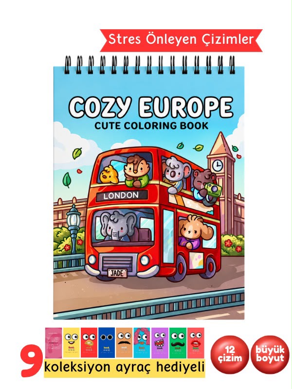 Cozy Europe Boyama Kitabı - Mandala Boyama Kitabı - Yetişkinler İçin Rahatlatıcı Boyama Kitabı